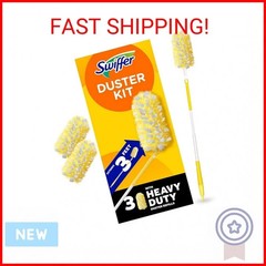 Swiffer Duster Heavy Duty 3 ft Extendable Handle Starter Kit with 3 Refills