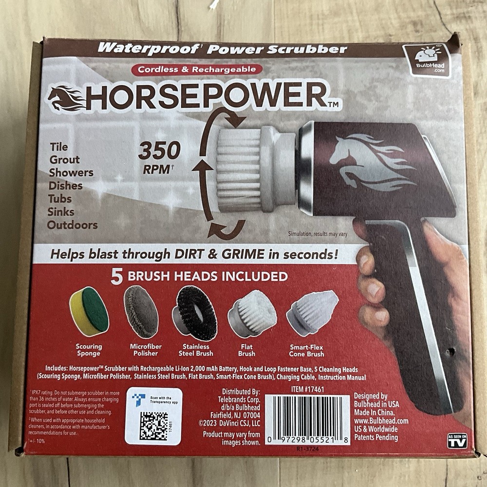 Ruby Horsepower Rechargeable Rotating Scrubber Waterproof Power Scrubber, Spins