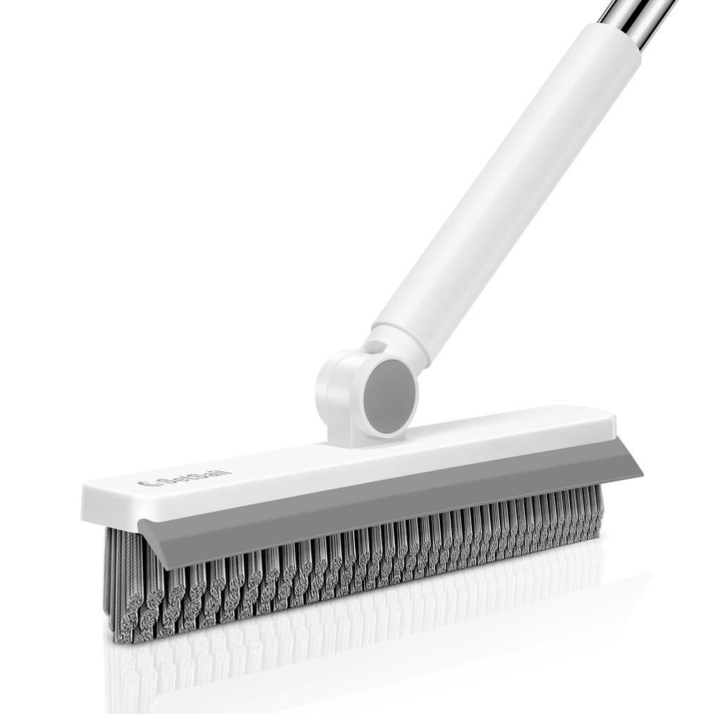 Grout Cleaner Brush with Long Handle, V-Shaped Floor Scrub Brush Swivel Grout…