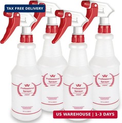 Plastic Spray Bottle (4 Pack, 16 Oz, All-Purpose) Heavy Duty Spraying Bottles