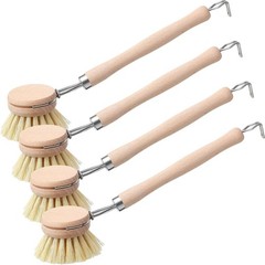 Maxdot 4 Pcs Kitchen Dish Brush with Beechwood Handle Natural Wooden Handle S…