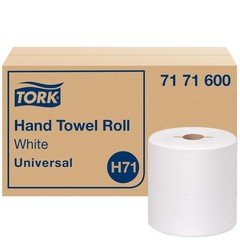 Tork Hand Towel Roll, White, Universal, H71, 100% Recycled, 1-Ply, White, 6 Ro