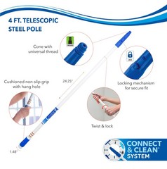 Unger Connect And Clean Dusting Kit 4′ Steel Pole, Features Microfiber Duster