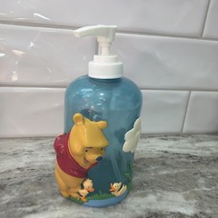 Vintage Winnie the Pooh Sunshine Soap / Lotion Dispenser Glass RARE