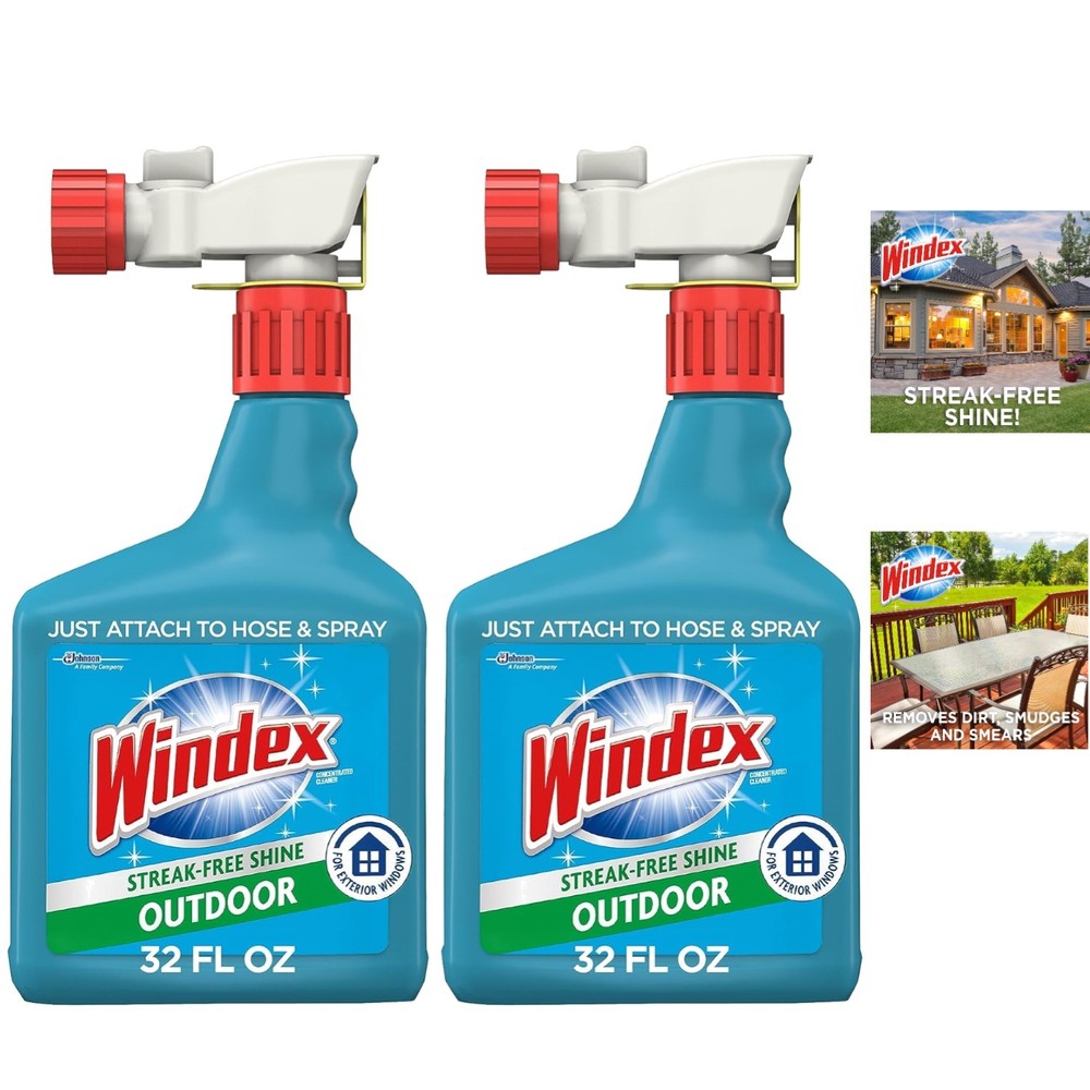 Concentrated Outdoor Window & Glass Cleaner – Ammonia-Free, 32 Fl Oz (Pack of 2)