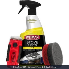 Weiman Heavy Duty Stove and Oven Cleaner 3 Piece Total Clean Kit, For Baked on G