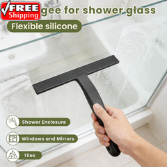 Shower Squeegee for Glass Doors – 10 Inch Ergonomic round Grip, All-In-One Silic