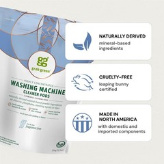 Grab Green Natural Washing Machine Cleaner Pods 5 Count Unscented Tablets