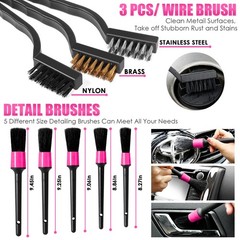 17pcs Car Cleaning Kit, Pink Car Interior Detailing Kit with High Power Handh…