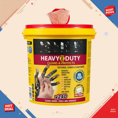 NEW Heavy Duty Industrial Hand Cleaning Wipes Scrubbing Degreaser 240 Count