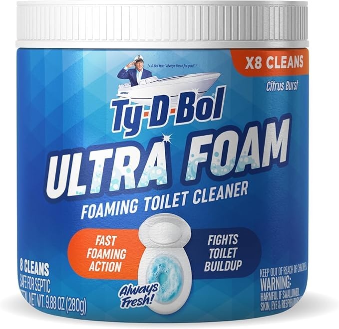 Ty-D-Bol Ultra Foam Toilet Bowl Cleaner – Provides Up to 8 Cleans Citrus Scent