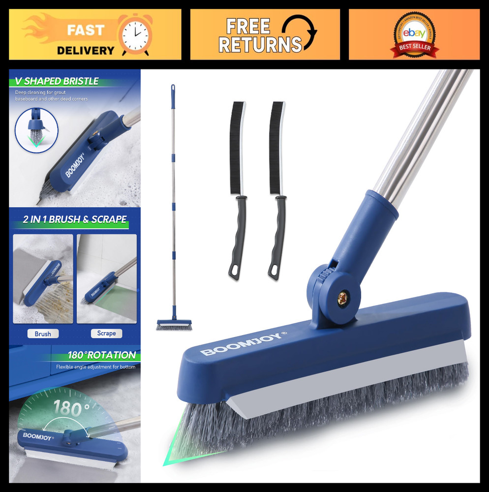 Long Handle Grout Brush – Stiff Bristles for Tile Floors, Shower & Bathroom Clea