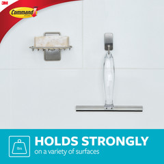 Command Bath Squeegee and Hook [Removable]: Stainless Steel and Satin Nickel Sil