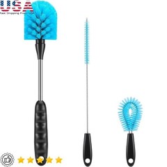 Water Bottle Cleaning Brush Set W/ Extended Handle Nylon Bristle Deep Clean Kit