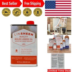 Eco-Friendly Boiled Linseed Oil – 32 Fl Oz Wood Treatment for Furniture & Decks