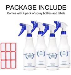 Plastic Spray Bottles 4 Pack 24 Oz All-Purpose Sprayer for Cleaning Solutions…