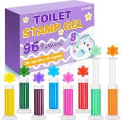 8 Pack Toilet Gel Stamp, 96 Stamps 8 Kinds of Scent Toilet Bowl Cleaner Gel, Lon