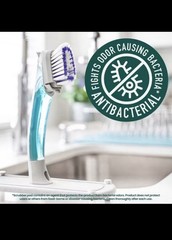 Odor Resist Soap Control Dishwand Brush, Non-Scratch Cleaning Brush with Scraper
