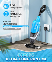 Limpiador Inalámbrico para Piscinas y Spa con Succión Potente y Poste Extensible
