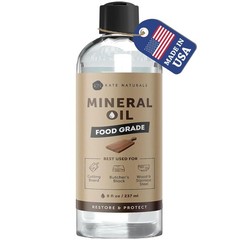 Kate Naturals Mineral Oil for Wood Cutting Board, Butcher Block, and Knife. Foo