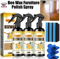 3× Natural Bee Wax Furniture Polish Spray Micro-Molecularized Beeswax w/ Tool US