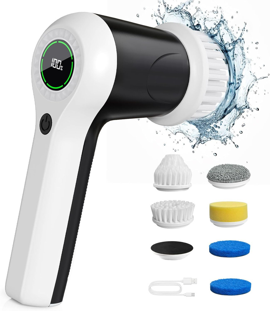 Electric Spin Scrubber Cordless Shower Scrubber With Battery Level Display NEW