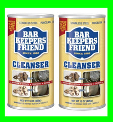 2 BAR KEEPERS FRIEND Cleanser Kitchen Bath Cleaner & Polish Cookware 15oz Powder