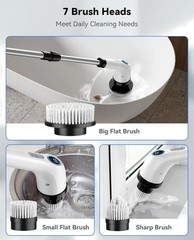 PunaFlex 7-in-1 Electric Spin Scrubber Cordless Cleaning Brush White Free Shippi