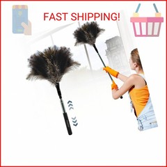Extendable Feather Duster – 47 inches Soft Long Handle Reusable Feather Duster f
