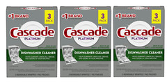Cascade Platinum Dishwasher Cleaner, 3 count 3 Boxes