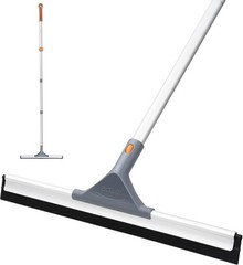 Floor Squeegee Broom:Extendable 60” Aluminum Pole and Rubber Blade
