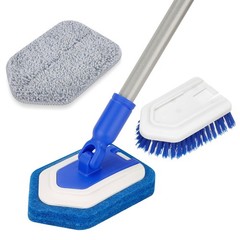 Bathroom Scrubber with Extendable Long Handle 50” -3-in-1 Tub and Tile Clean…