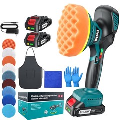 6 Inch Cordless Dual Action Car Buffer Polisher 21V 2 Batteries 13 Pcs Detailing