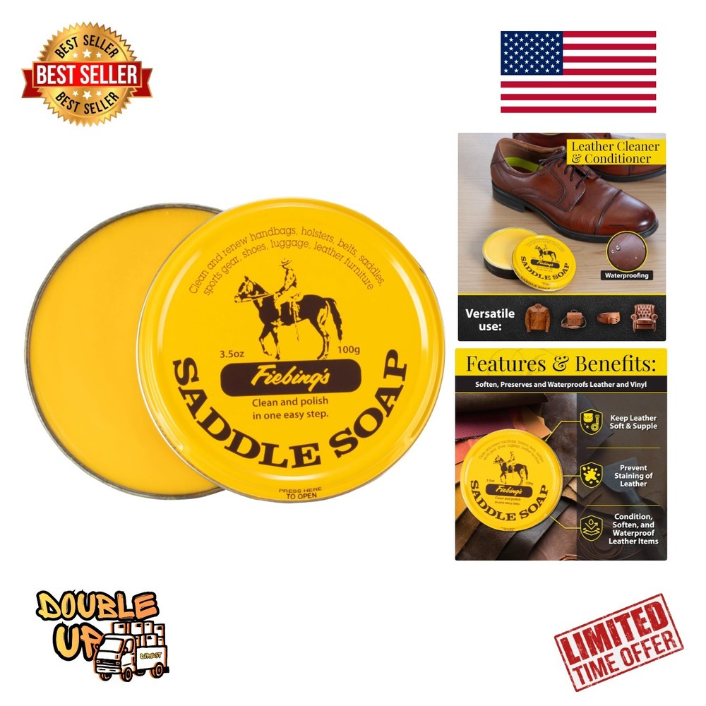 Natural Yellow Saddle Soap 3.5 oz – Leather Cleaner & Preserver for Bags & Shoes