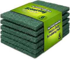 Scrubbing Pads, 6-Pack Green Kitchen Cleaning Scourer – Heavy Duty Scrubber f…