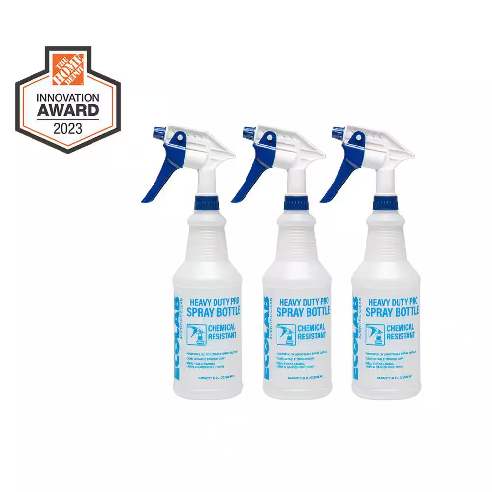 32 oz. Heavy Duty Pro All Purpose Spray Bottle with Adjustable Nozzle (3-Pack)