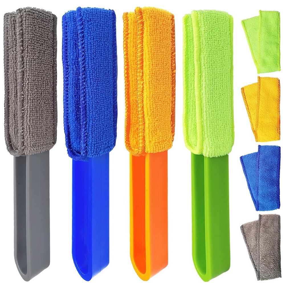 4 Pack Microfiber Blinds Duster, 4 Removable and Washable Sleeves, Cleaner fo…