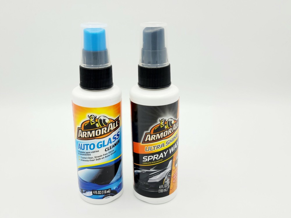ARMOR ALL AUTO GLASS CLEANER 4 OZ BOTTLE CRYSTAL-CLEAR STREAK-FREE SHINE 2 Pack
