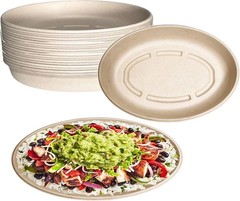 32oz Oval Disposable Compostable Paper Burrito Bowls Heavy-Duty, Eco-Friendly