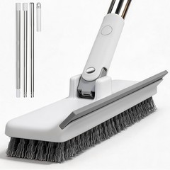 Floor Scrub Brush with 55″ Long Handle, 2-in-1 Floor Brush with Built-in Sque…