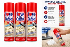 Love My Carpet Foaming Carpet Cleaner Spray & Vacuum 12oz 3-Pack Fights Odors