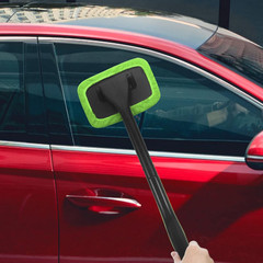 Car Windshield Cleaning Tool Extendable Handle w 4 Microfiber Pads Glass Wiper