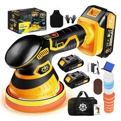 Cordless Car Buffer Polisher kit [2x 2000mAh 21V Batteries & 18 PCS Attachmen…