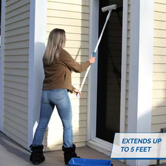 14 In. Microfiber Window Squeegee and Scrubber with 5 Ft. Telescoping Pole