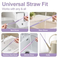 Silicone Straw Cleaner Brush, 2 Pcs Reusable Straw Brush(6mm+9mm) for Cleanin…