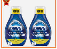 (2 Pack) Dawn Platinum Power Wash Dish Spray, Dish Soap, Lemon Refill, 16 fl oz