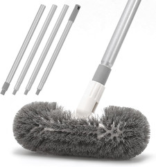 Deck Brush with 51″ Long Handle 360° Cylindrical Scrub Cleaner Tool for Cleaning