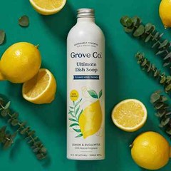 Grove Co. Ultimate Dish Soap Refill in Aluminum Bottle – Lemon & Eucalyptus 16oz