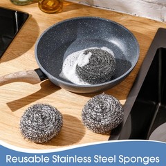 72 Pcs Stainless Steel Scrubbers – Heavy-Duty Scouring Pads for Dishes, Pots, St