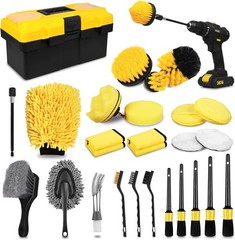 27Pcs Car Detailing Kit & Drill Brush Set for Interior & Exterior